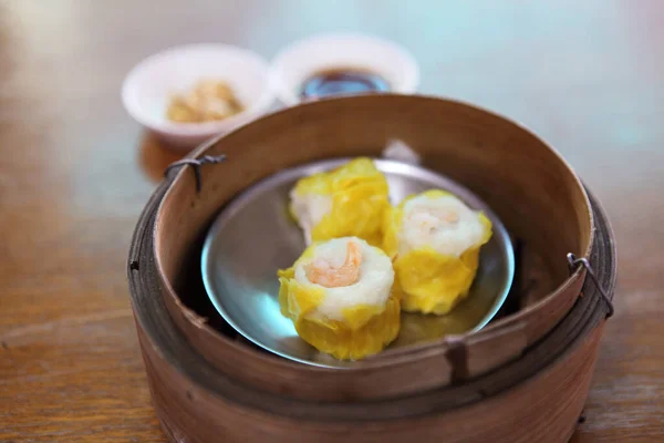 Närbild Gourmet Kinesisk Ångkokt Dumplings — Stockfoto