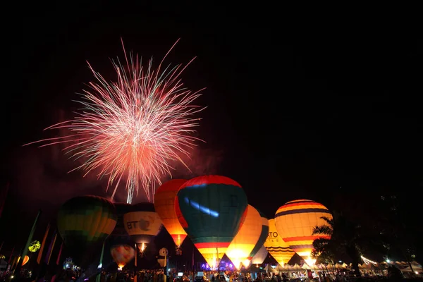 Balloon Festival Fireworks — Stock Photo, Image