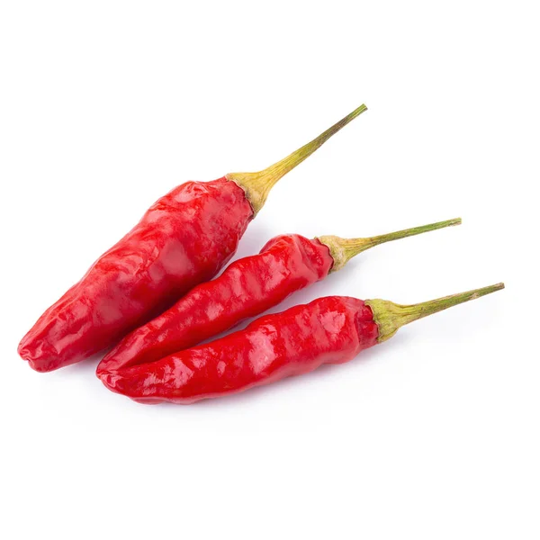 Gedroogde Rode Chili Chili Cayennepeper Geïsoleerd Witte Achtergrond — Stockfoto