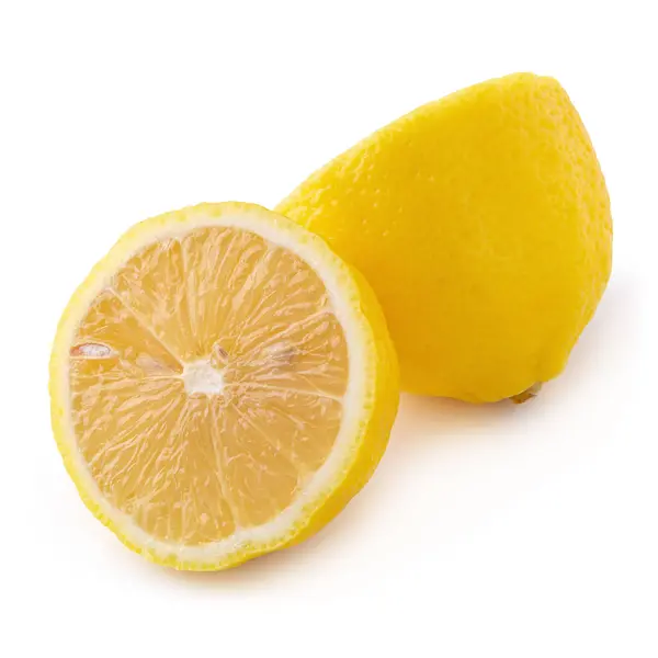 Rebanada Madura Cítricos Amarillos Limón Aislados Sobre Espalda Blanca — Foto de Stock