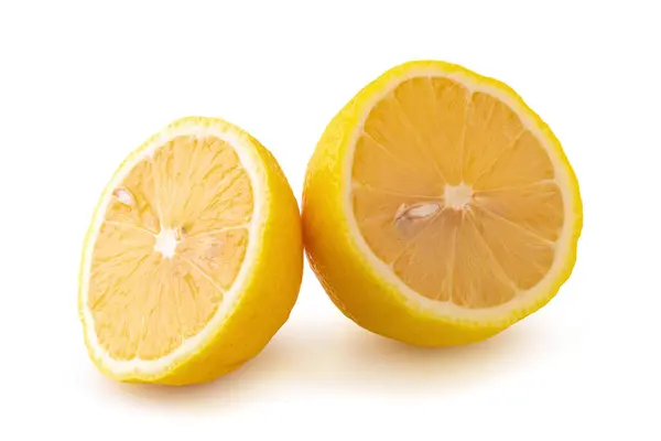 Modne Skive Gul Citron Citrusfrugter Isoleret Hvid - Stock-foto