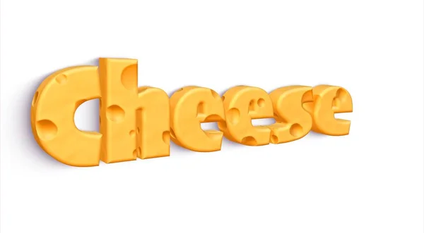 Odosobnione Słowo Cheese Żółtego Cheddaru — Zdjęcie stockowe