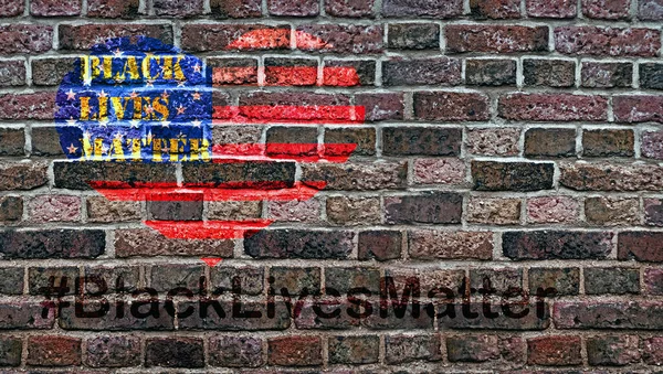 Black Lives Matter Hashtag Slogan Brick Wall — Stock Photo, Image