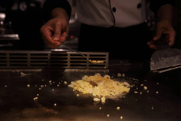 Arroz Frito Teppanyaki Cocina Japonesa — Foto de Stock