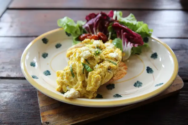 stock image scrambled egg close up