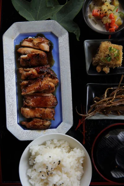 Chicken Teriyaki Set Close — Stock Photo, Image
