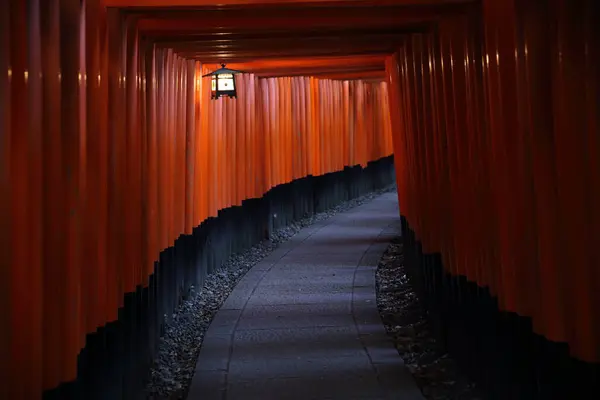 Ворота Красного Тори Храме Фушими Инари Киото Япония — стоковое фото