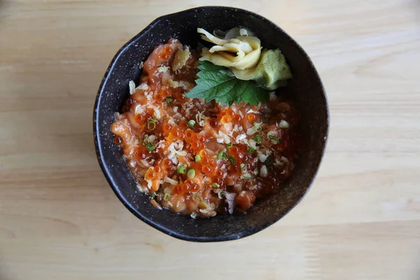 Lososí Sushi Don Chutné Japonské Mořské Plody Koncept — Stock fotografie