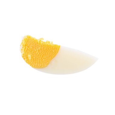 Boiled egg split on a white background