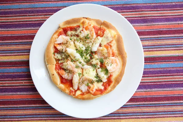 Pizza Výhledem Shora Plody Moře — Stock fotografie