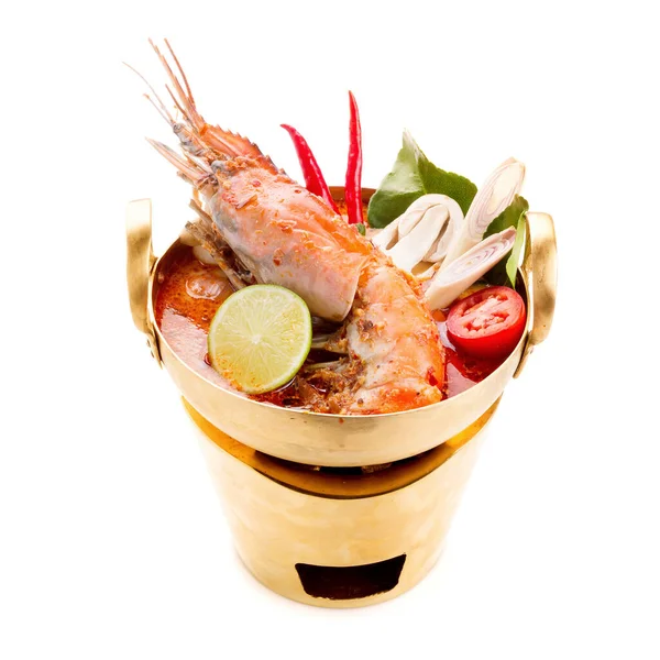 Tom Yum Goong Pikantní Thajská Rybí Polévka — Stock fotografie