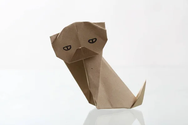 Оригами Собак Бумажной Промышленности Переработанной Бумаги Изолированы Белом Фоне — стоковое фото