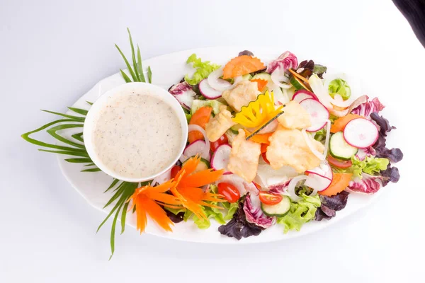 Fried Fish Vegetable Salad — Stock Photo, Image