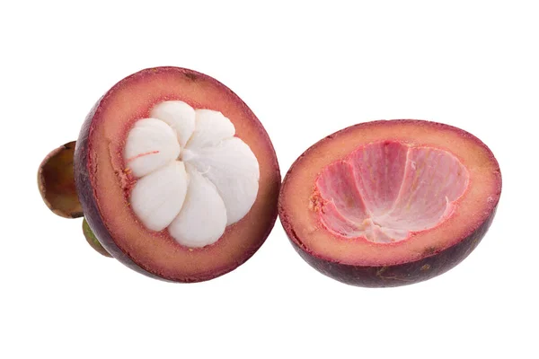 Ripe Mangosteen Fruit Isolated White Background — Stock Photo, Image