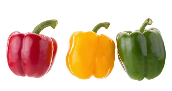 Yellow Red Green Pepper Isolated White Background — Stock Photo, Image