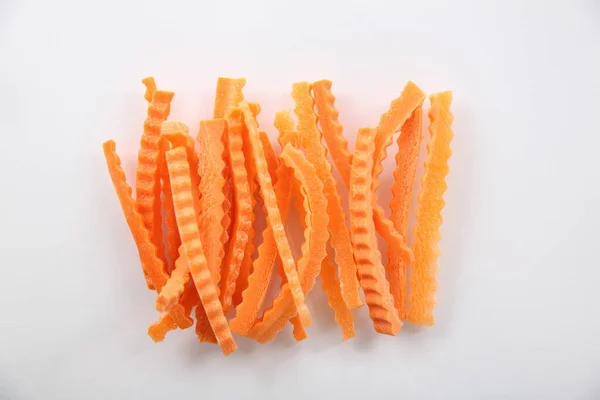 Морквяні Палички Скибочки Ізольовані Білому Тлі — стокове фото