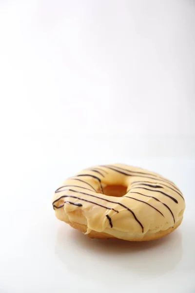 Donut Chocolat Blanc Isolé Fond Blanc — Photo