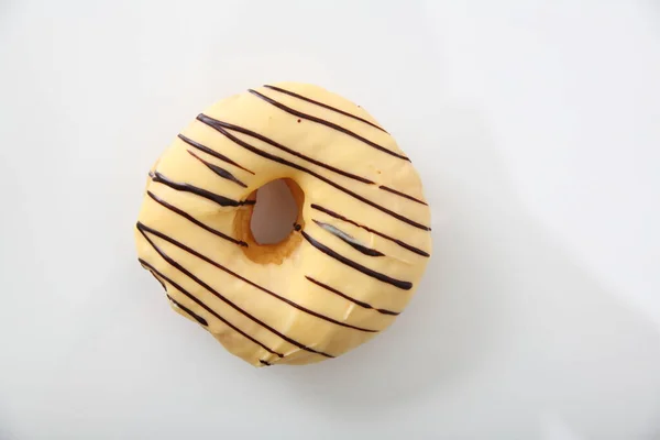 Donut Chocolate Branco Isolado Fundo Branco — Fotografia de Stock