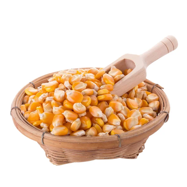 Kukorica Magok Tálban Izolált Fehér Alapon — Stock Fotó