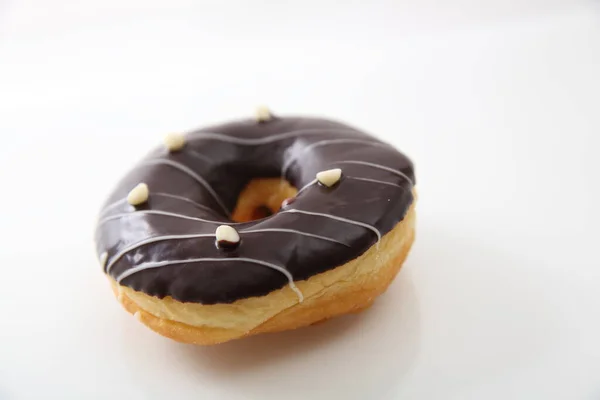 Шоколадний Пончик Ізольований Білому Тлі — стокове фото
