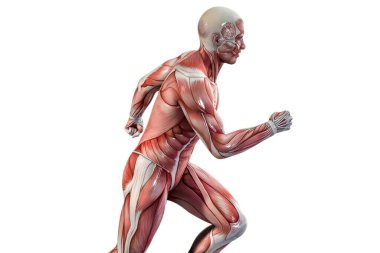 Koşan adam anatomisi vizyonu, renkli illüstrasyon 