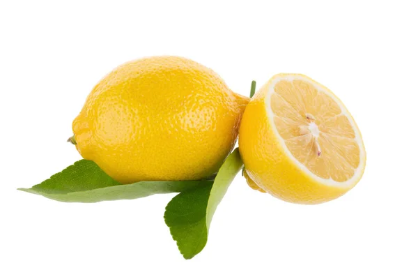 Limões Amarelos Isolados Sobre Fundo Branco — Fotografia de Stock