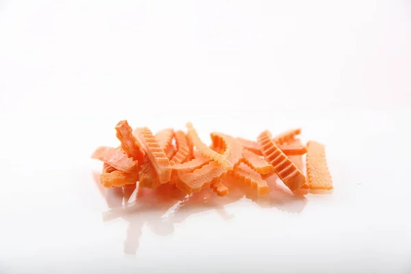 Морквяні Палички Скибочки Ізольовані Білому Тлі — стокове фото