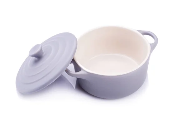 白い背景のセラミック灰色の鍋 — ストック写真