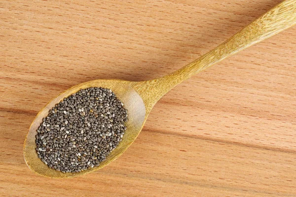 Chia Cia Seeds Wooden Spoon — 图库照片
