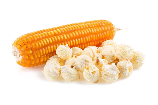 Popcorn Aproape Izolat Fundal Alb — Fotografie, imagine de stoc