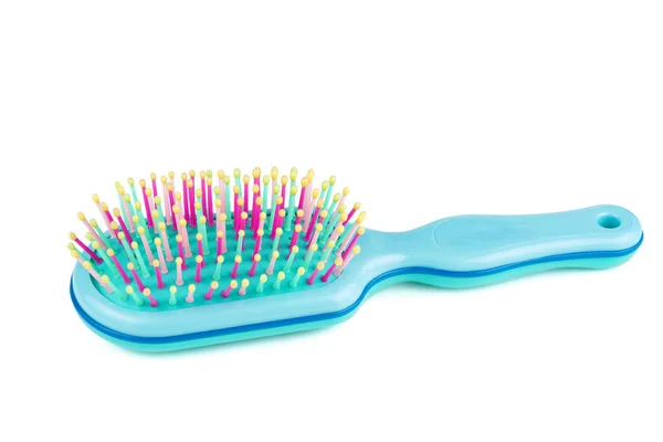 Cheap Blue Plastic Hairbrush Close — Stock Photo, Image