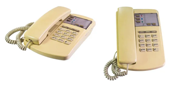Two Old Telephones Isolated White Background — Stock Photo, Image