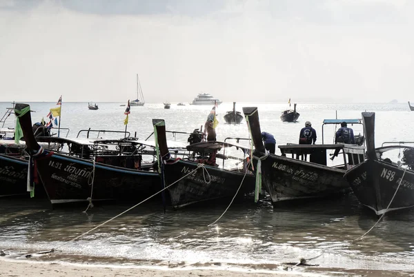 Muitos Barcos Tailandeses Cauda Longa — Fotografia de Stock