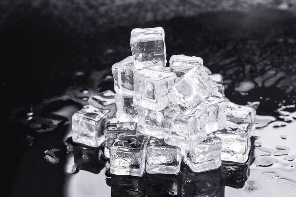 Abstract Creative Backdrop Ice Cubes Black Background — Stock Photo, Image