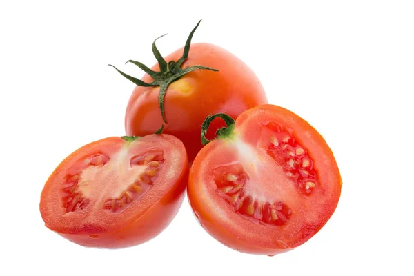 Potongan Tomat Terisolasi Pada Latar Belakang Putih — Stok Foto