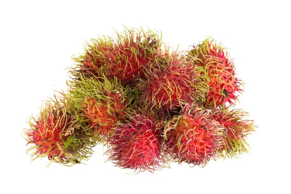 Fruta Tropical Rambutana Fresca Isolada Sobre Fundo Branco — Fotografia de Stock