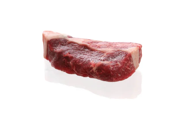 Steak Boeuf Cru Isolé Fond Blanc — Photo