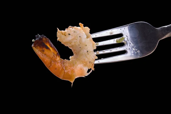 Brûler Les Crevettes Sauce Aux Fruits Mer Sur Une Table — Photo