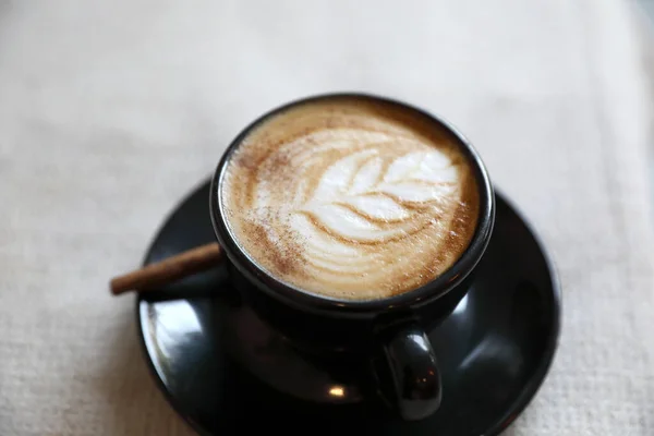 Cappuccino Koffie Cup Houten Achtergrond — Stockfoto