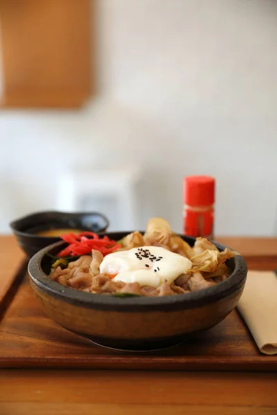 Mâncare Japoneză Gyudon Carne Vită Japoneză Castron Orez Acoperit — Fotografie, imagine de stoc
