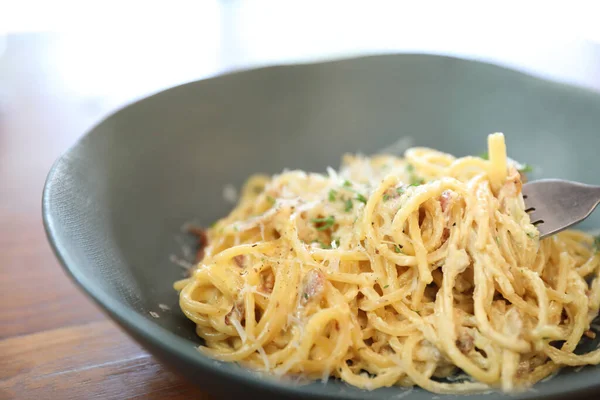 Spaghetti Carbonara Cocina Italiana —  Fotos de Stock