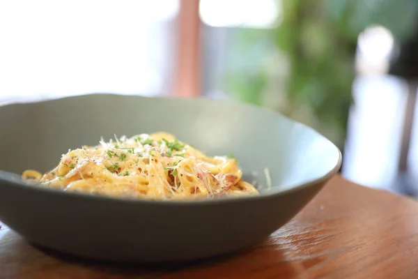 Spaghetti Carbonara Italiaanse Gerechten — Stockfoto