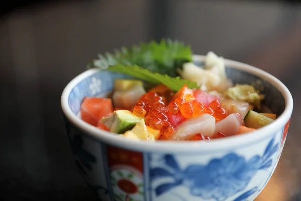 Mix Sushi Donburi Bowl Tasty Japanese Seafood Concept — Stock Photo, Image