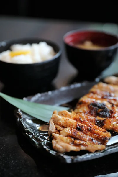 Cibo Giapponese Pollo Teriyoki Con Riso — Foto Stock