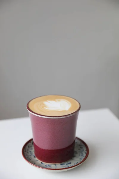 Кофе Капучино Латте Сделанный Молока Деревянном Столе — стоковое фото