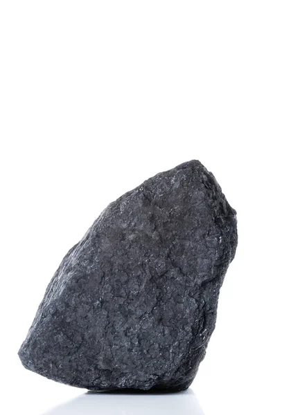 Groot Stuk Van Zwarte Bitumineuze Steenkool Een Witte Achtergrond — Stockfoto