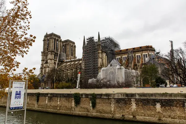 Paříž Francie Listopadu 2019 Notre Dame Paris Rekonstrukce Požáru — Stock fotografie