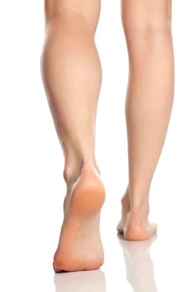 Piękne Nogi Kobiece Kobieta Białym Tle — Zdjęcie stockowe