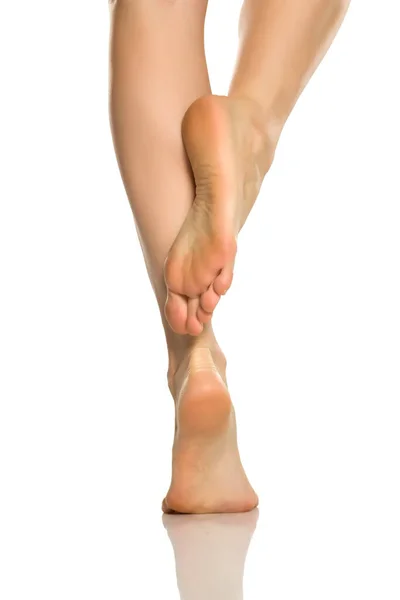 Krásné Ženské Nohy Bílém Pozadí — Stock fotografie