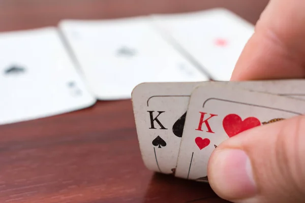Una Buena Combinación Juego Póquer Una Mesa Cartas Casino Ganar —  Fotos de Stock